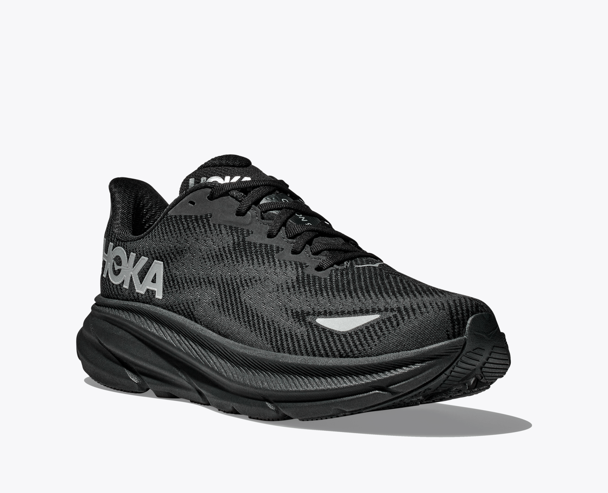 Hoka Women's Clifton 9 GORE - TEX - Black / Black - Interval Running