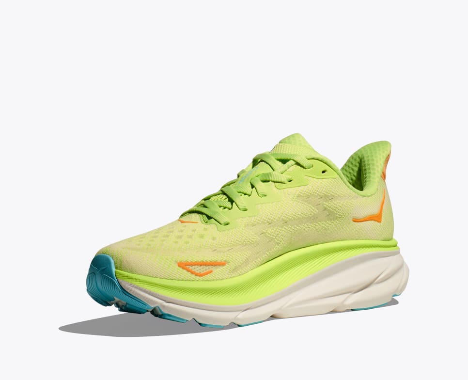 Hoka Women's Clifton 9 - Lettuce / Solar Flare - Interval Running