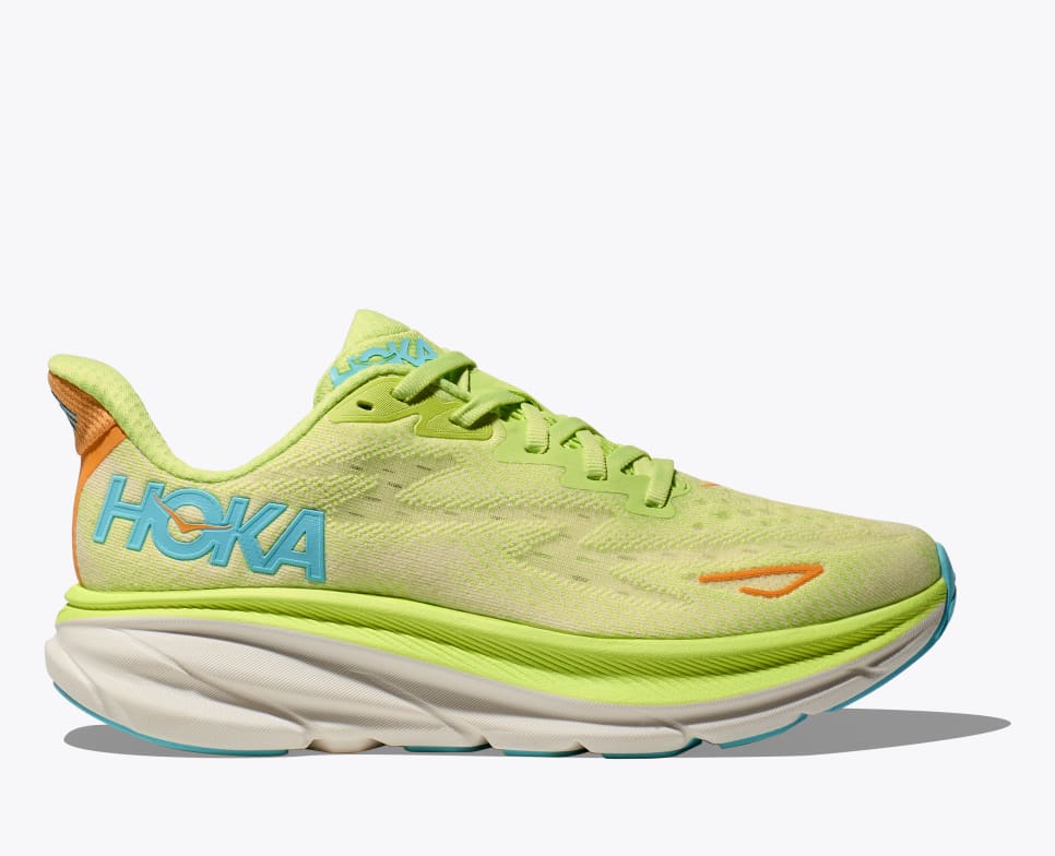 Hoka Women's Clifton 9 - Lettuce / Solar Flare - Interval Running