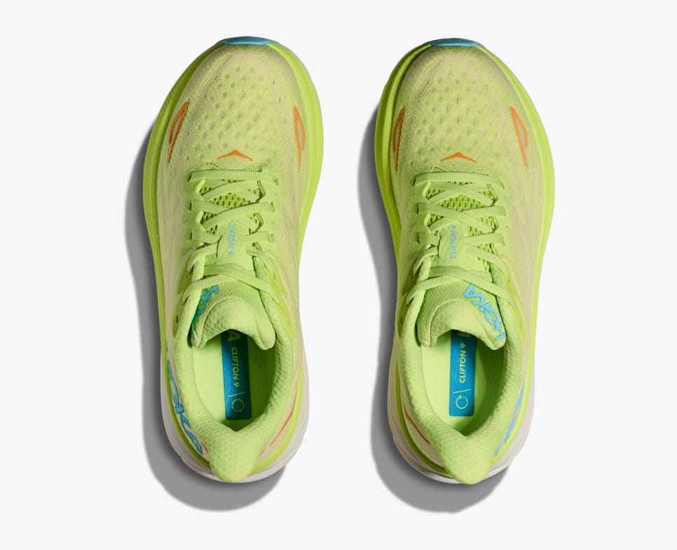 Hoka Women's Clifton 9 - Lettuce / Solar Flare - Interval Running