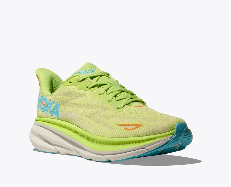 Hoka Women's Clifton 9 - Lettuce / Solar Flare - Interval Running