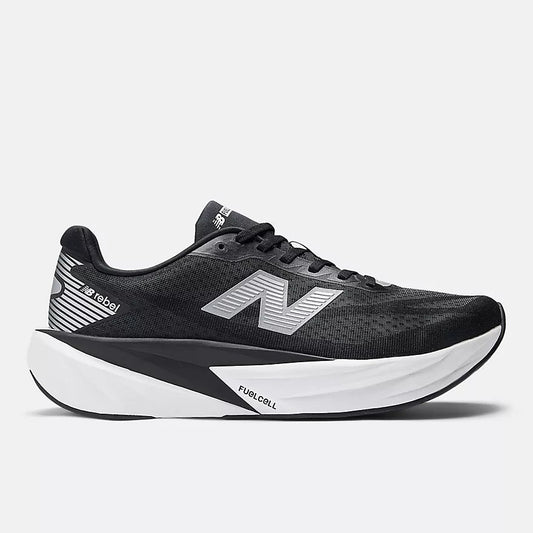 New Balance Men's FuelCell Rebel v5 | Black with Silver Metallic and White - Interval Running