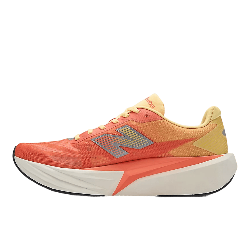 New Balance Men's FuelCell Rebel v5 – Tangerine Heat with Silver Metallic - Interval Running