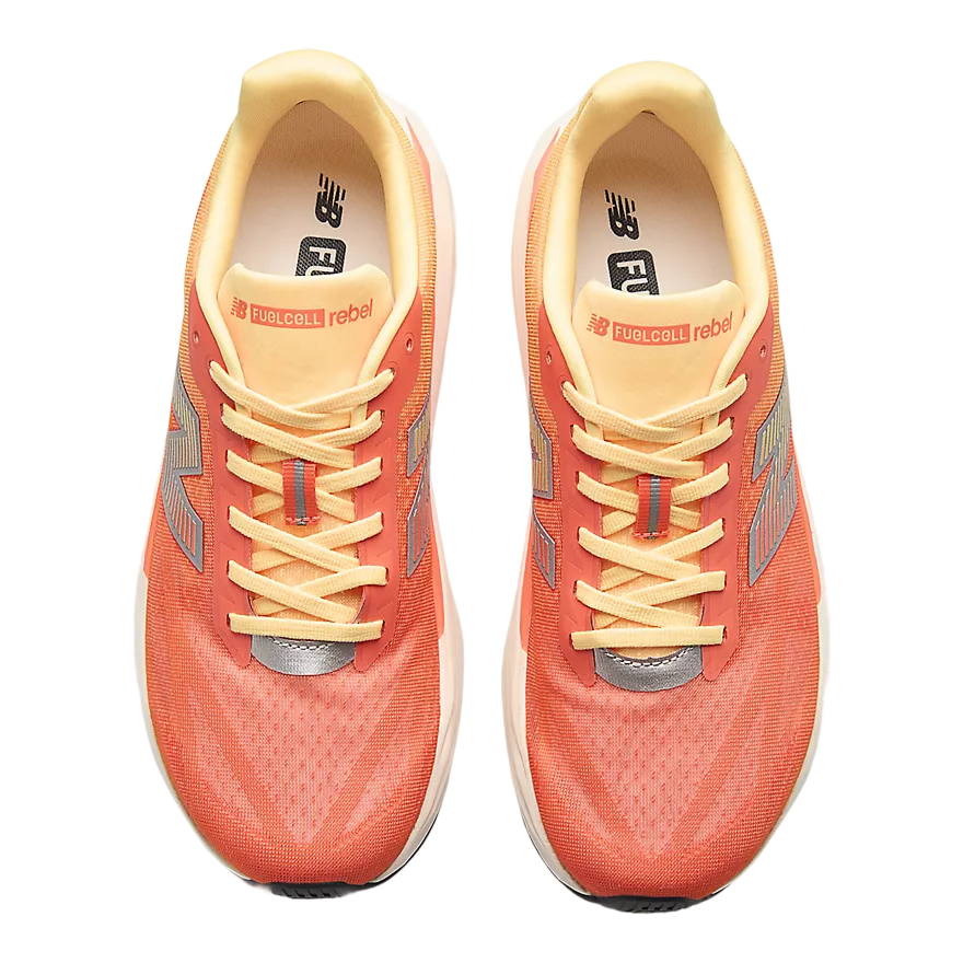 New Balance Men's FuelCell Rebel v5 – Tangerine Heat with Silver Metallic - Interval Running