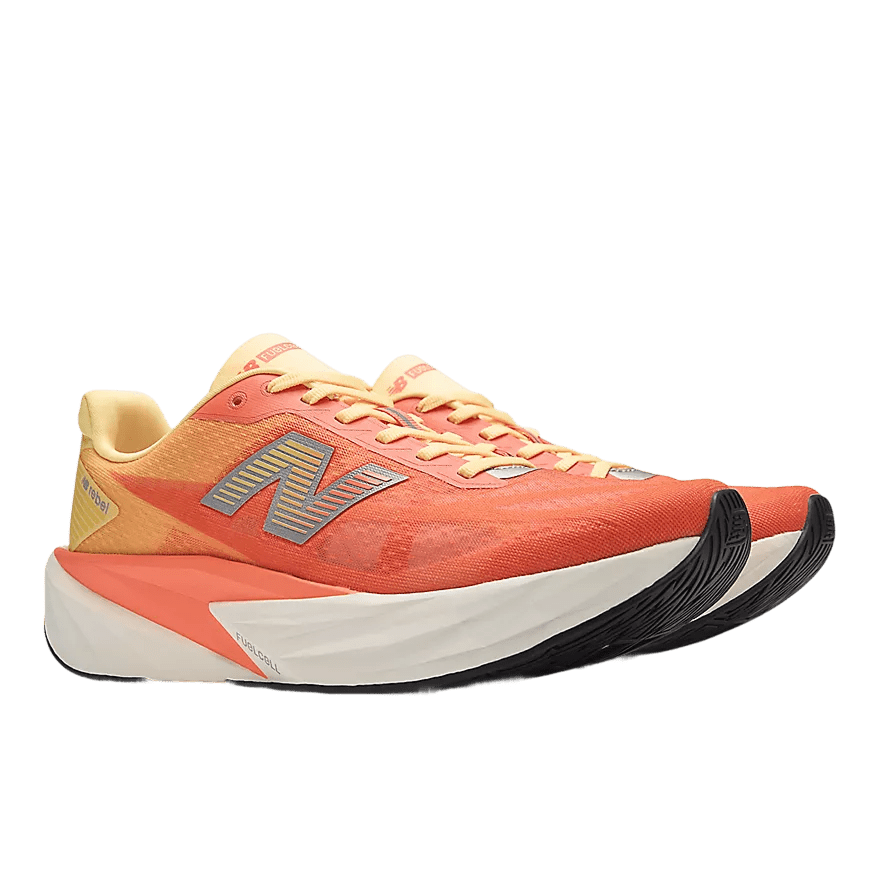 New Balance Men's FuelCell Rebel v5 – Tangerine Heat with Silver Metallic - Interval Running
