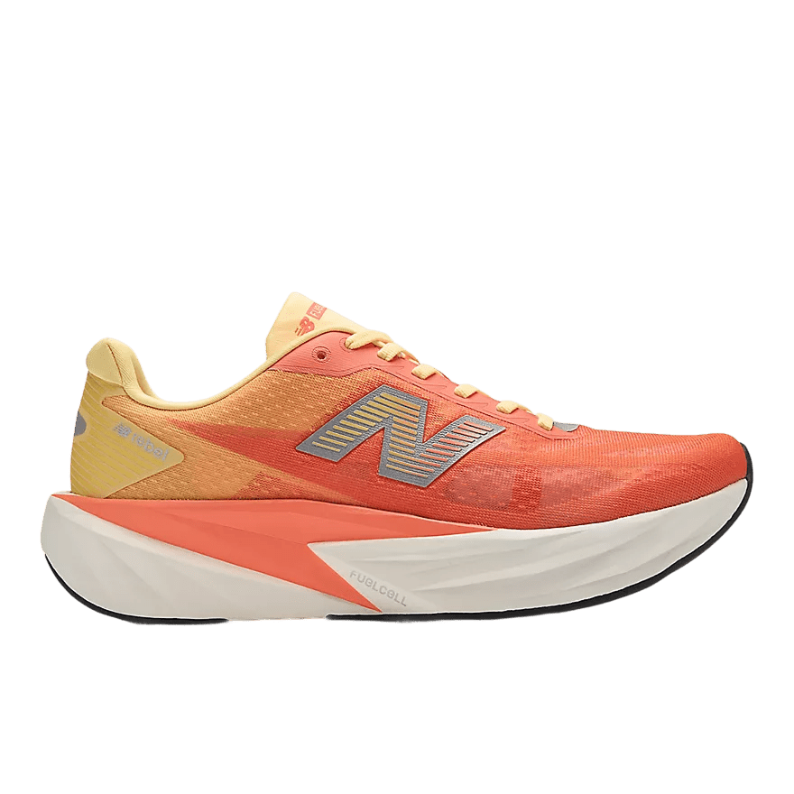 New Balance Men's FuelCell Rebel v5 – Tangerine Heat with Silver Metallic - Interval Running