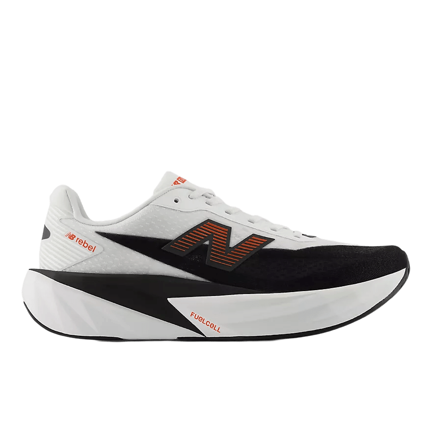 New Balance Men's FuelCell Rebel v5 – White with Neo Flame - Interval Running