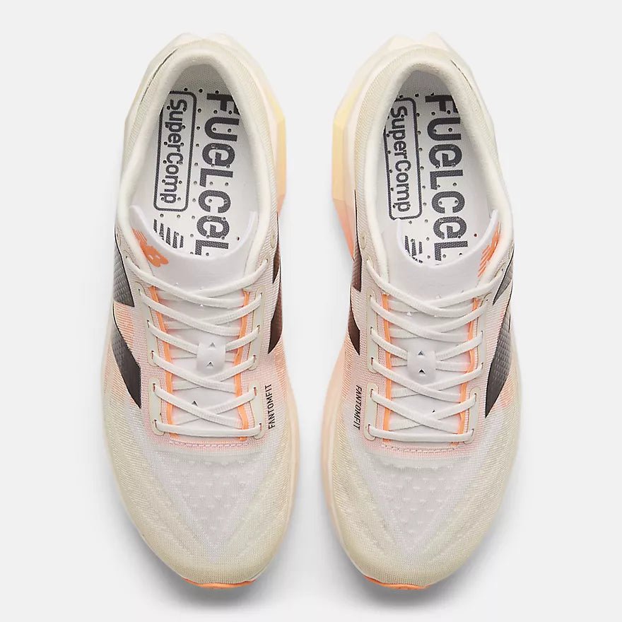 New Balance Men's FuelCell SuperComp Elite v4 - White with Angora and Hot Mango - Interval Running
