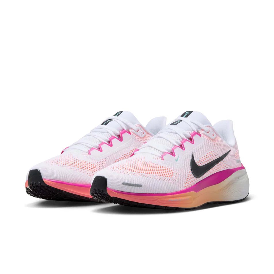Nike Women's Pegasus 41 - White / Fire Pink / Orange Pulse / Black - Interval Running