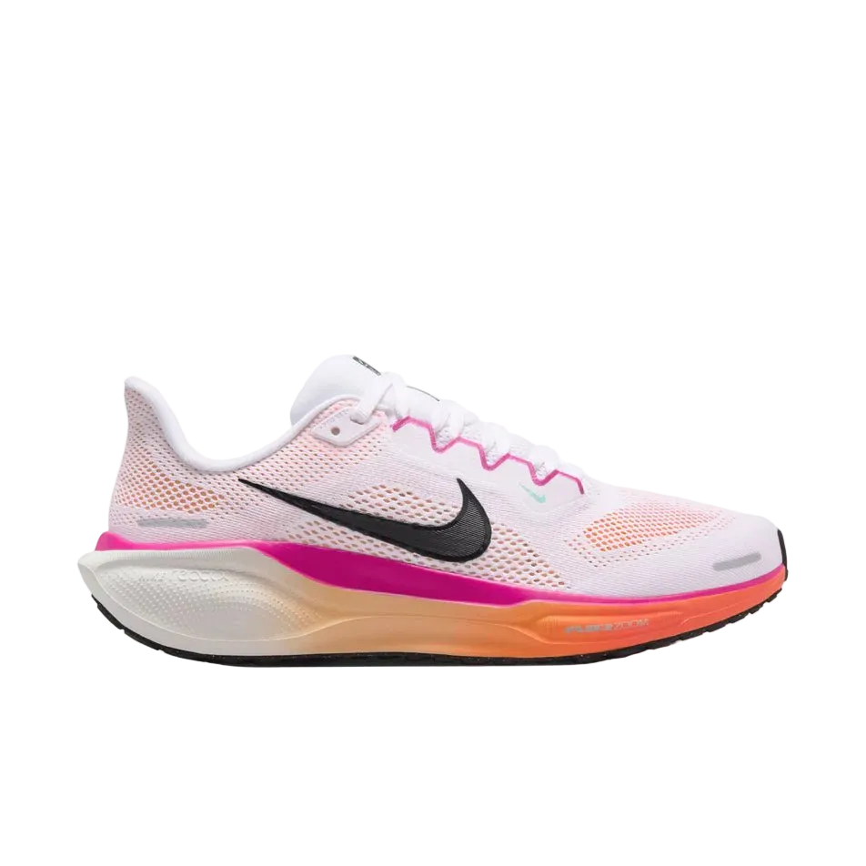 Nike Women's Pegasus 41 - White / Fire Pink / Orange Pulse / Black - Interval Running
