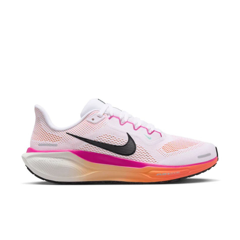 Nike Women's Pegasus 41 - White / Fire Pink / Orange Pulse / Black - Interval Running