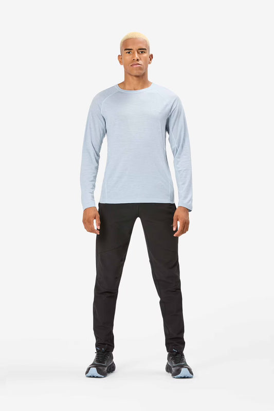 NNORMAL Men's Merino Long Sleeve T-Shirt – Blue - Interval Running