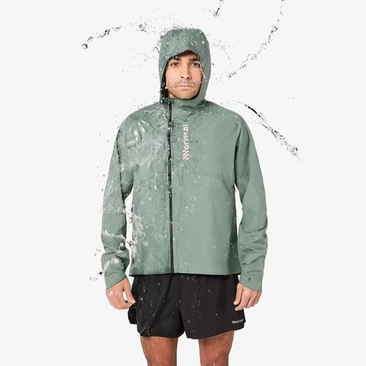 NNORMAL Men's Trail Rain Jacket – Green - Interval Running