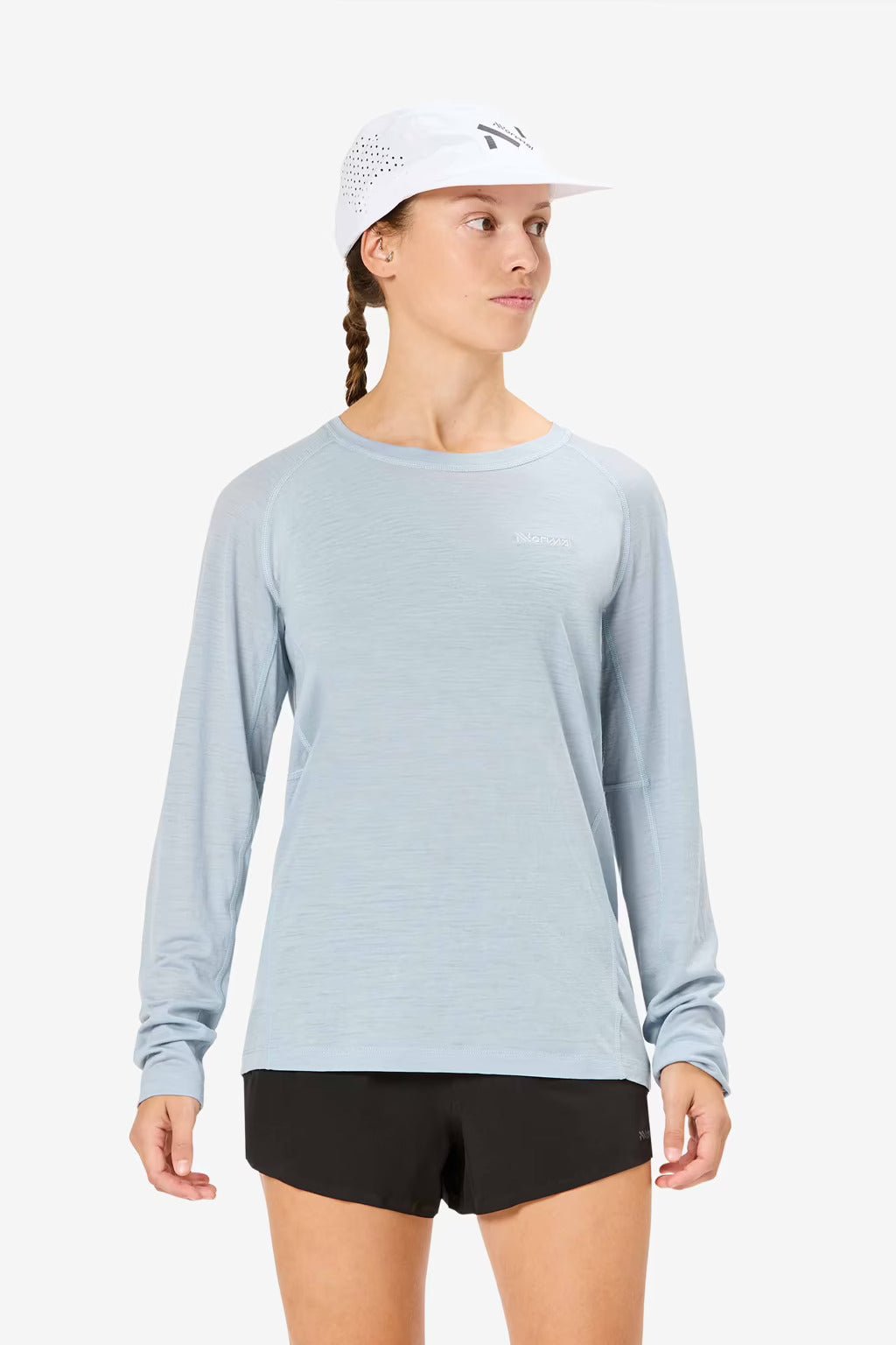 NNORMAL Women's Merino Long Sleeve T-Shirt – Blue - Interval Running