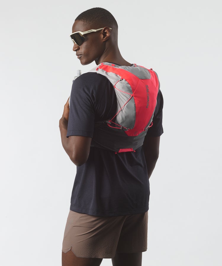 Salomon Advance Skin 12 Running Vest - CASTELROCK / ALLOY / NEON FLAME - Interval Running