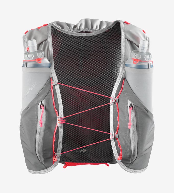 Salomon Advance Skin 12 Running Vest - CASTELROCK / ALLOY / NEON FLAME - Interval Running