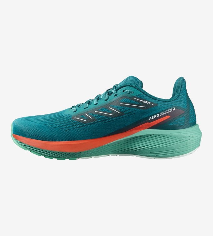 Salomon Men's Aero Blaze 2 - Deep Lake / Cherry Tomato / Electric Green - Interval Running