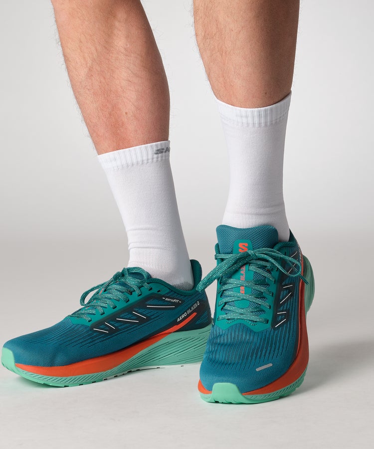 Salomon Men's Aero Blaze 2 - Deep Lake / Cherry Tomato / Electric Green - Interval Running