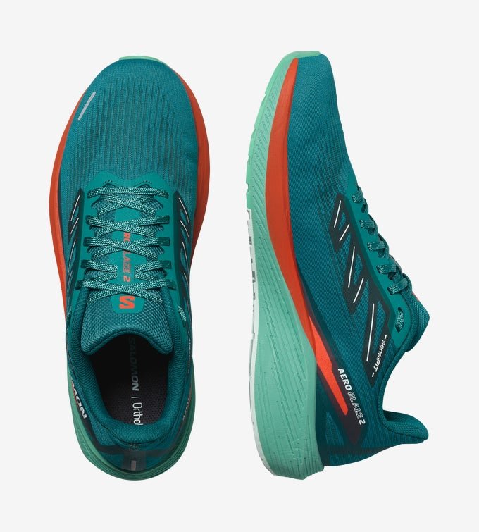 Salomon Men's Aero Blaze 2 - Deep Lake / Cherry Tomato / Electric Green - Interval Running