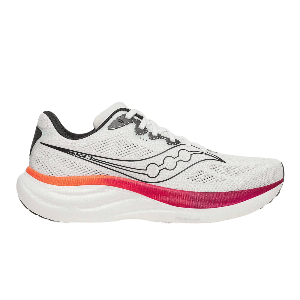 Saucony Men's Ride 19 - White / Crimson - Interval Running