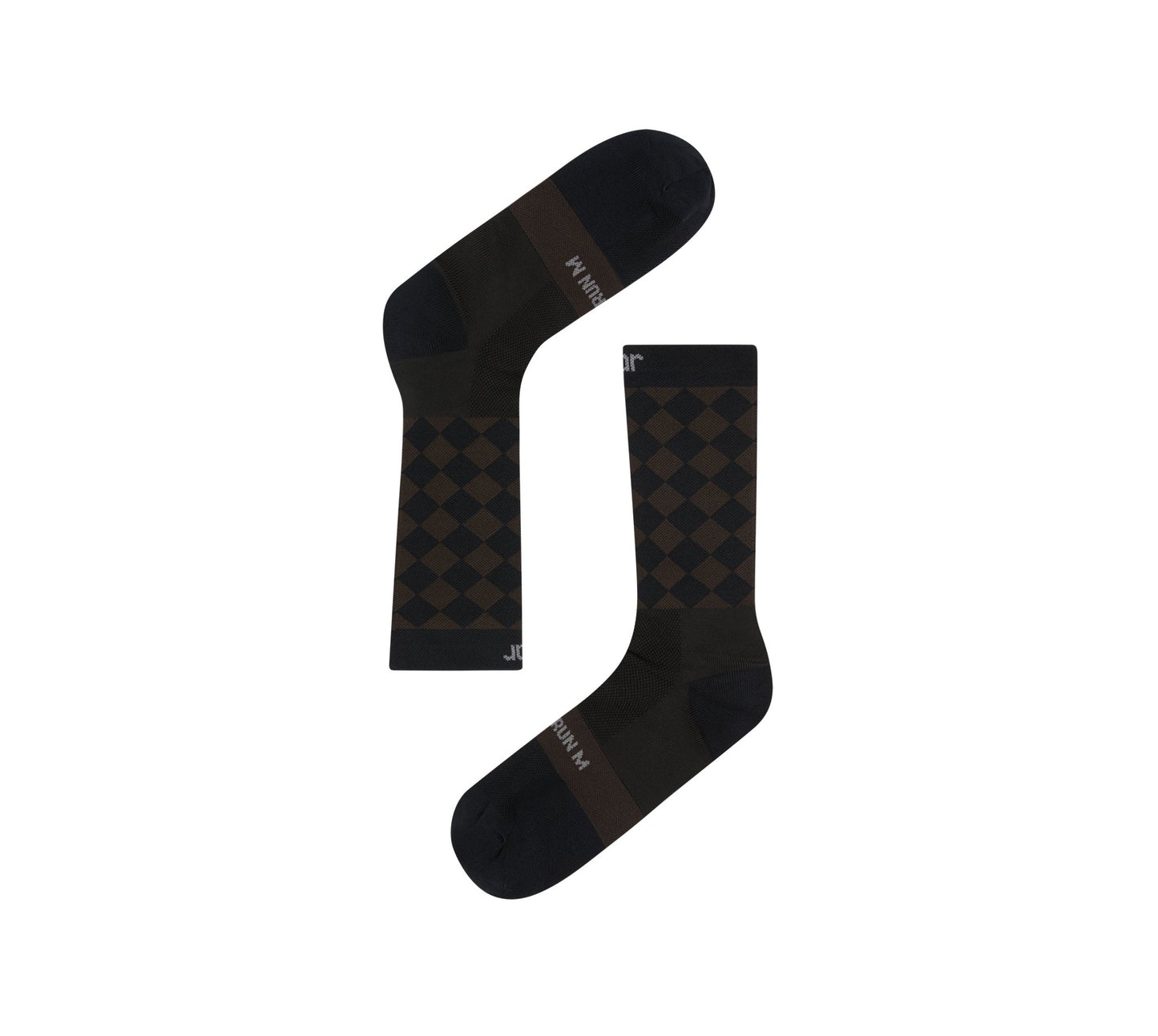 Soar Diamond Crew Sock - Black/Brown - Interval Running