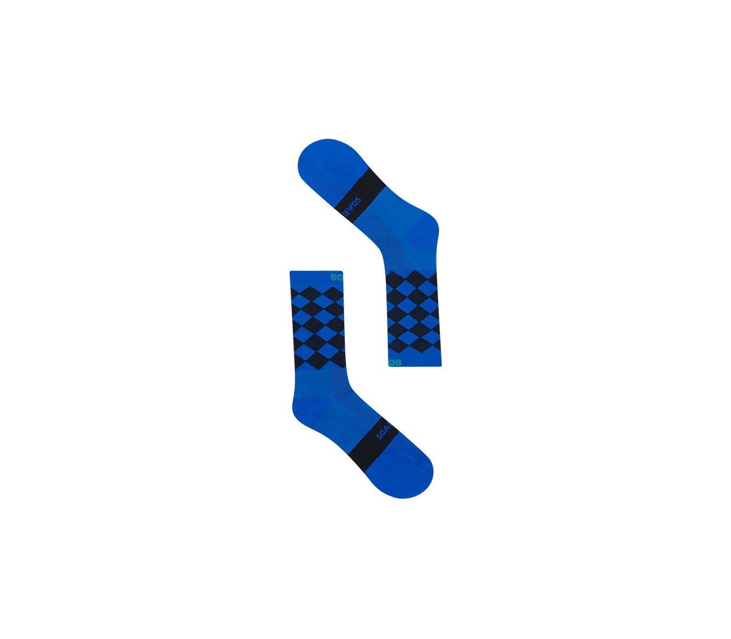 Soar Diamond Crew Sock - Blue / Black - Interval Running