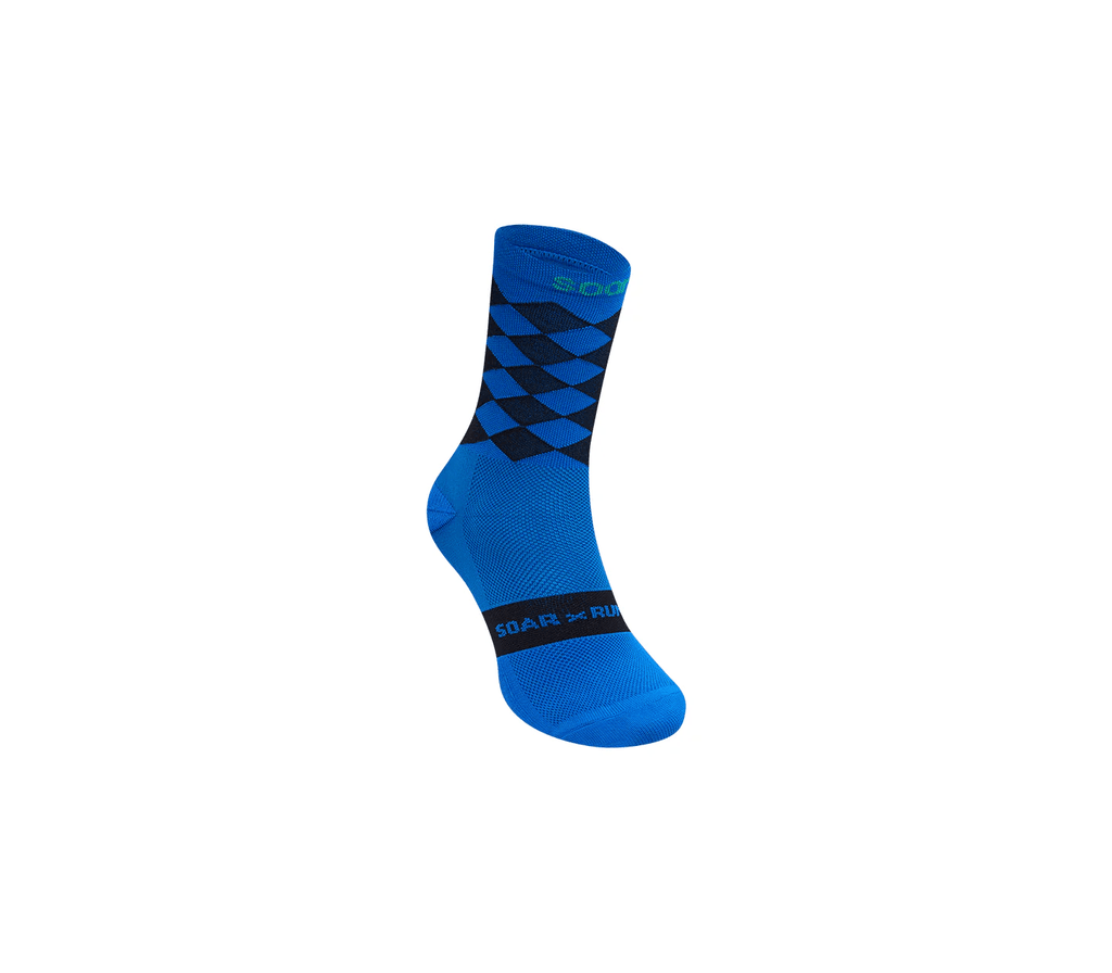 Soar Diamond Crew Sock - Blue / Black - Interval Running