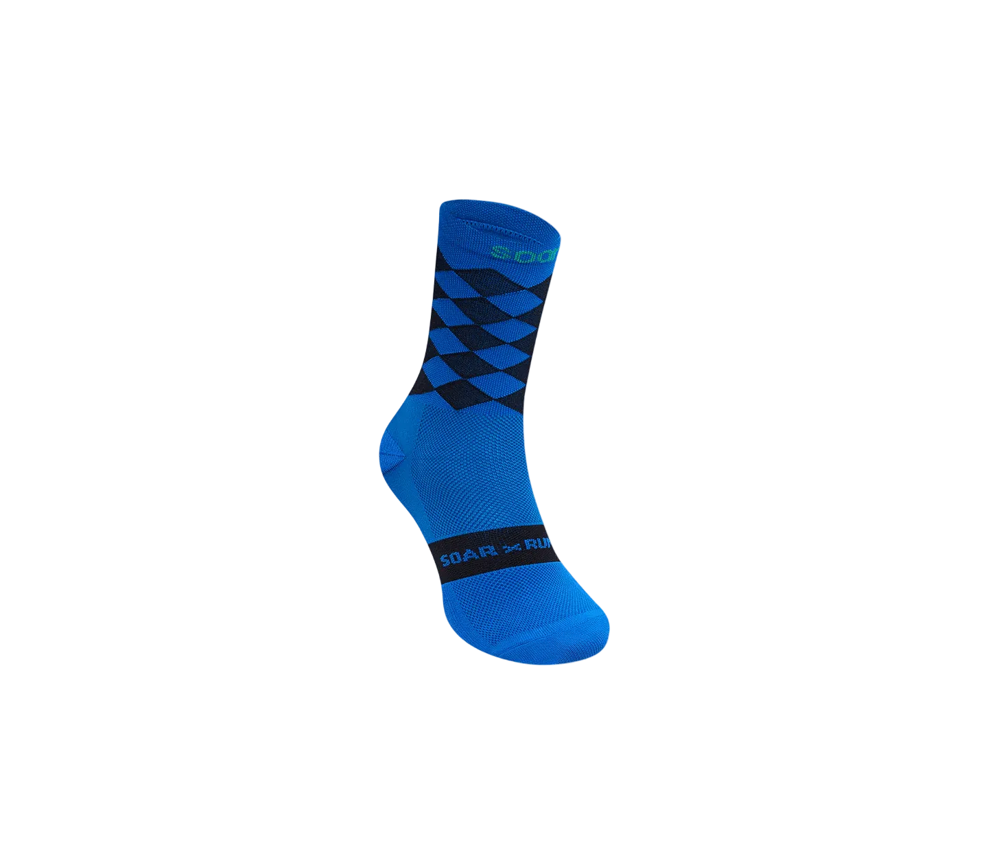 Soar Diamond Crew Sock - Blue / Black - Interval Running