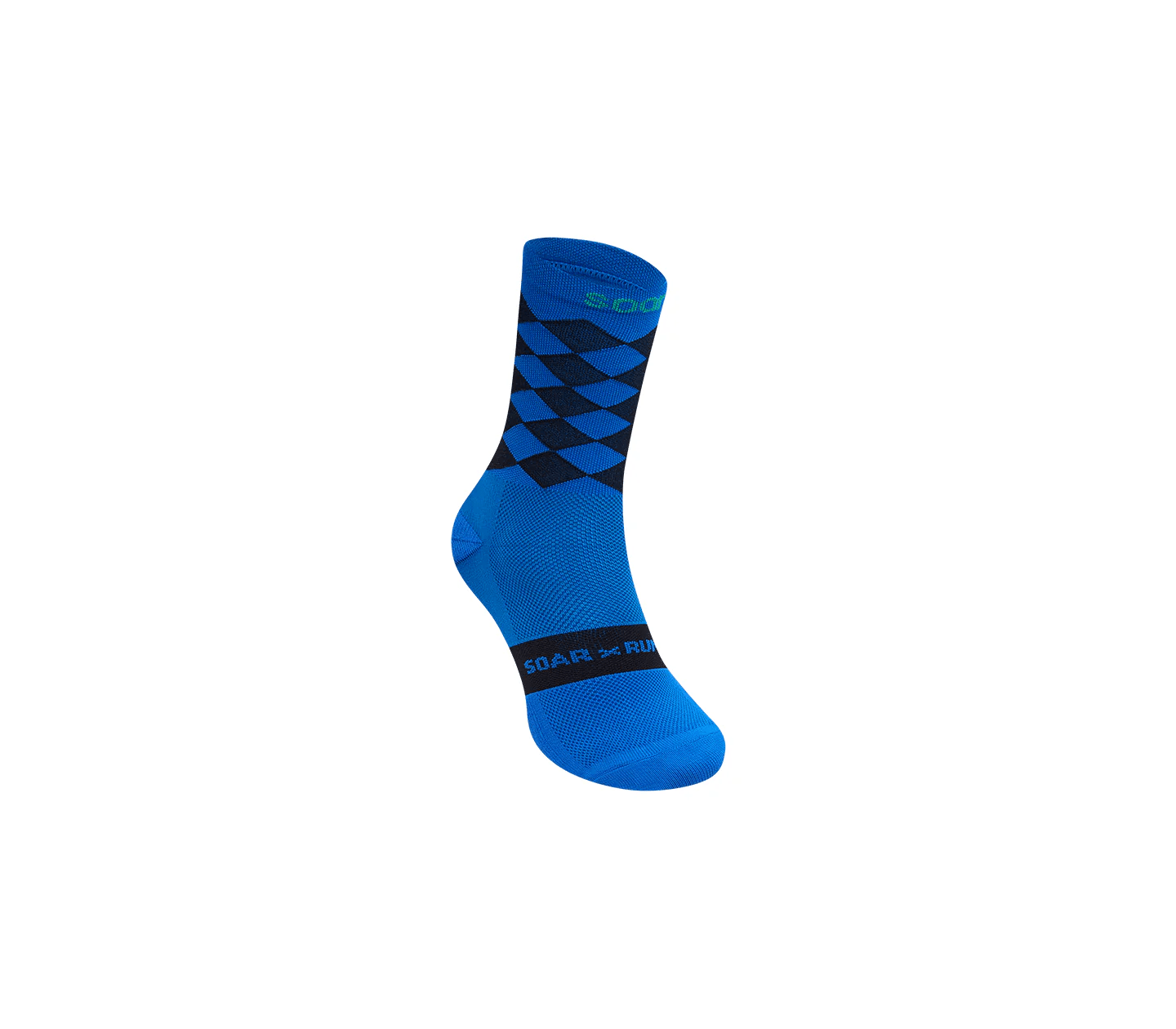 Soar Diamond Crew Sock - Blue / Black - Interval Running