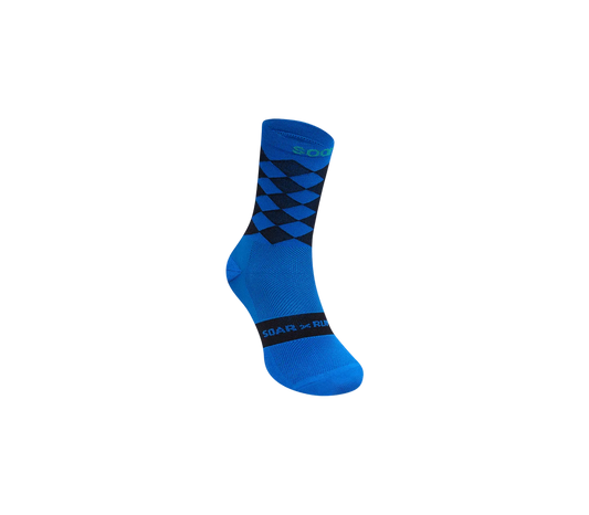 Soar Diamond Crew Sock - Blue / Black - Interval Running