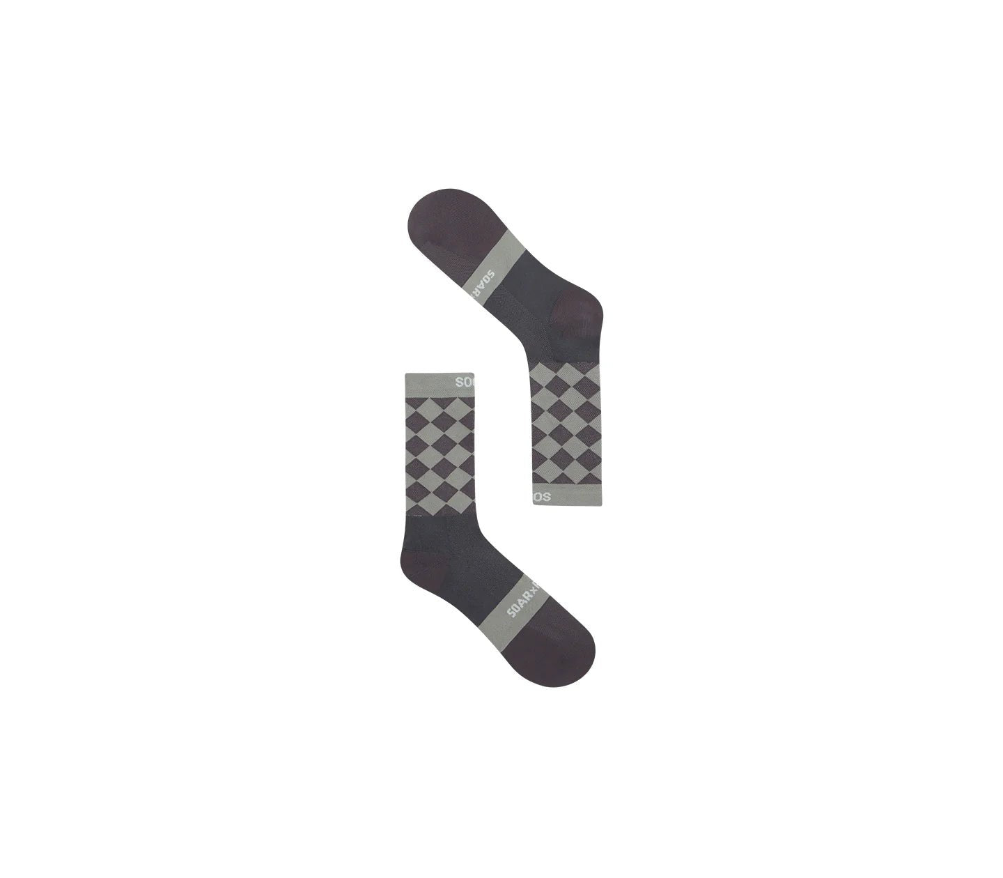 Soar Diamond Crew Sock - Dark Grey / Warm Grey - Interval Running