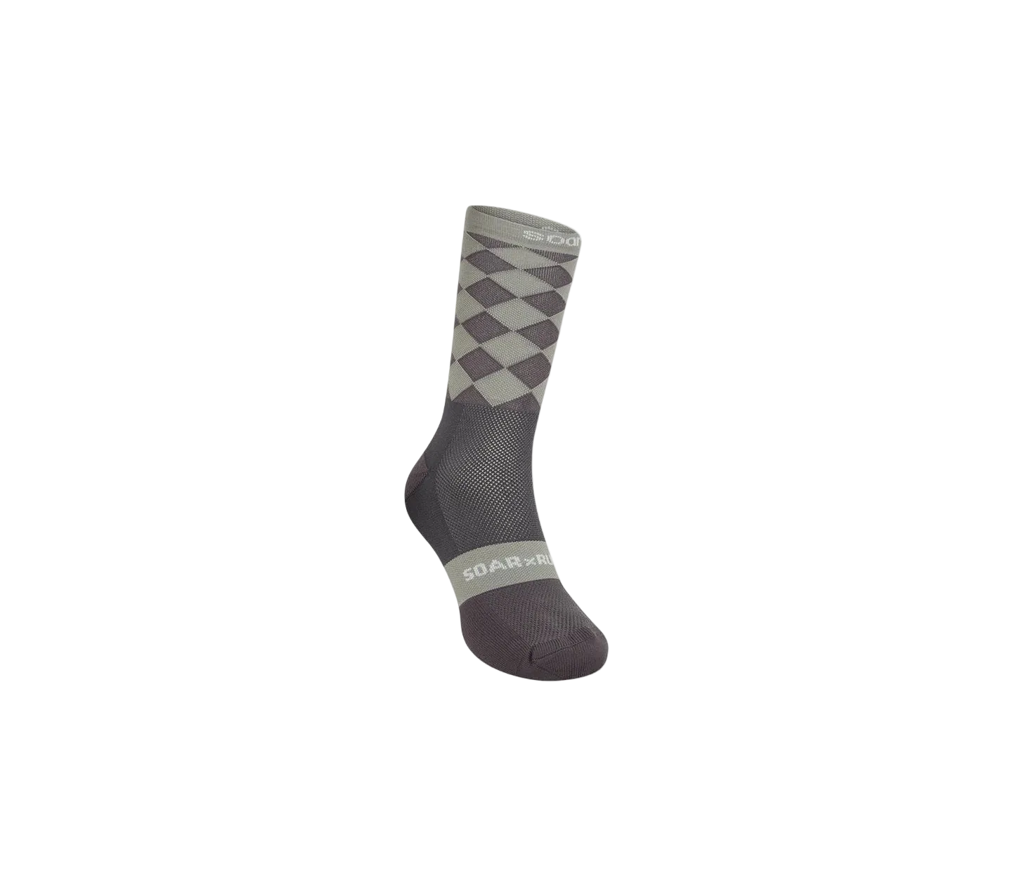 Soar Diamond Crew Sock - Dark Grey / Warm Grey - Interval Running