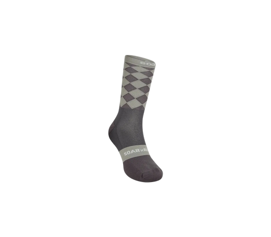 Soar Diamond Crew Sock - Dark Grey / Warm Grey - Interval Running