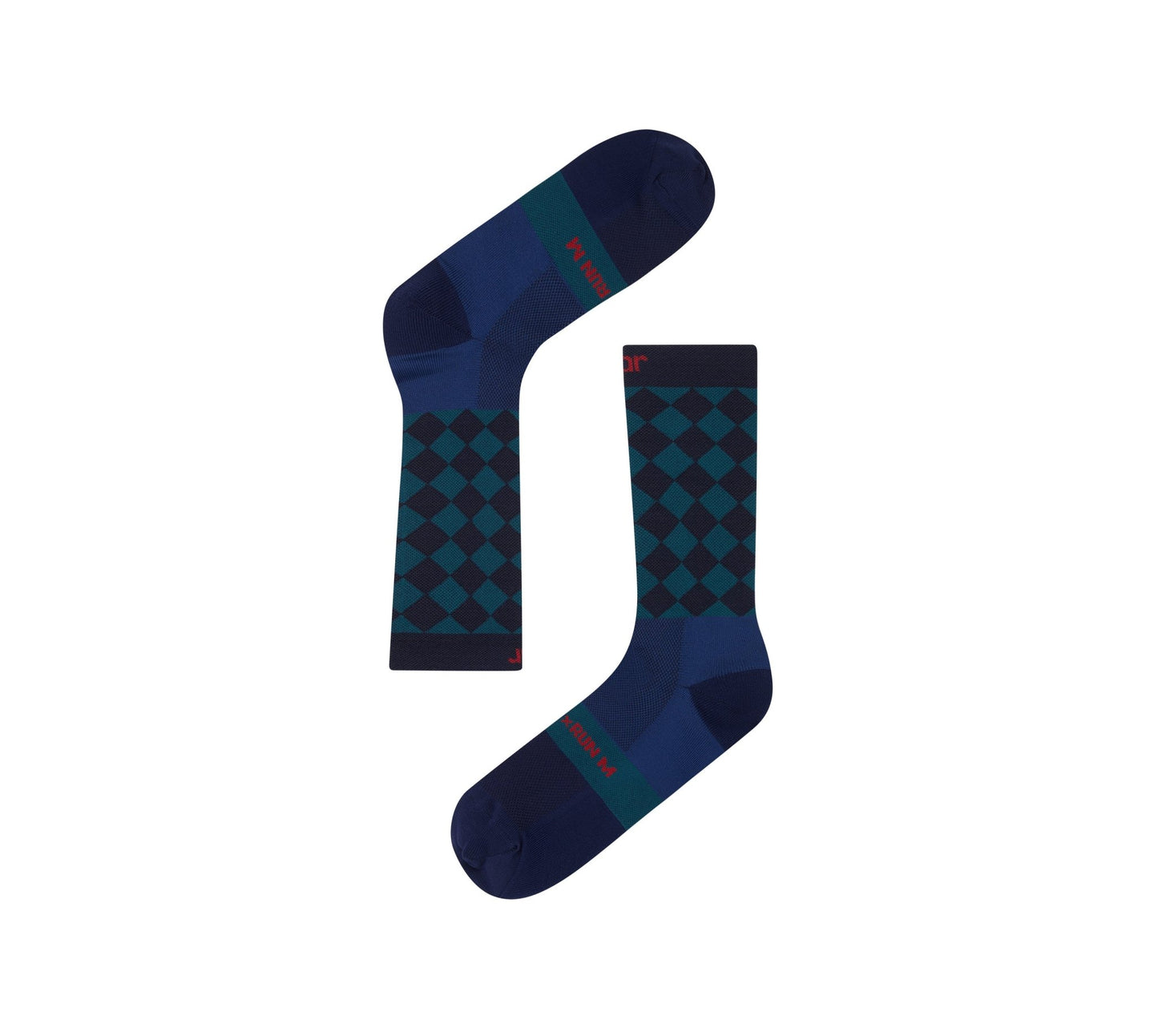 Soar Diamond Crew Sock - Green/Navy - Interval Running