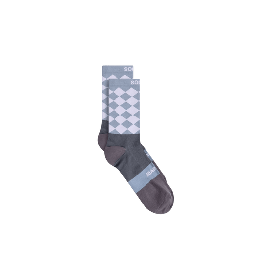Soar Diamond Crew Sock – Lilac / Grey - Interval Running