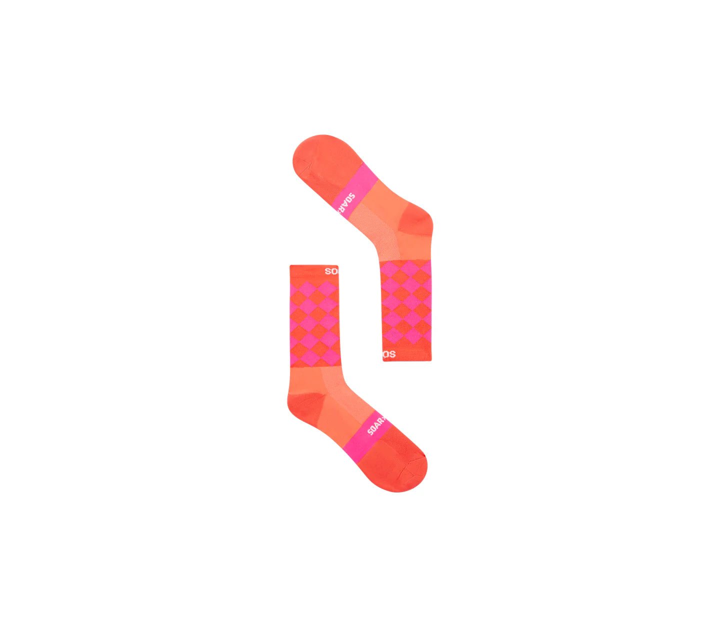 Soar Diamond Crew Sock - Pink Coral - Interval Running