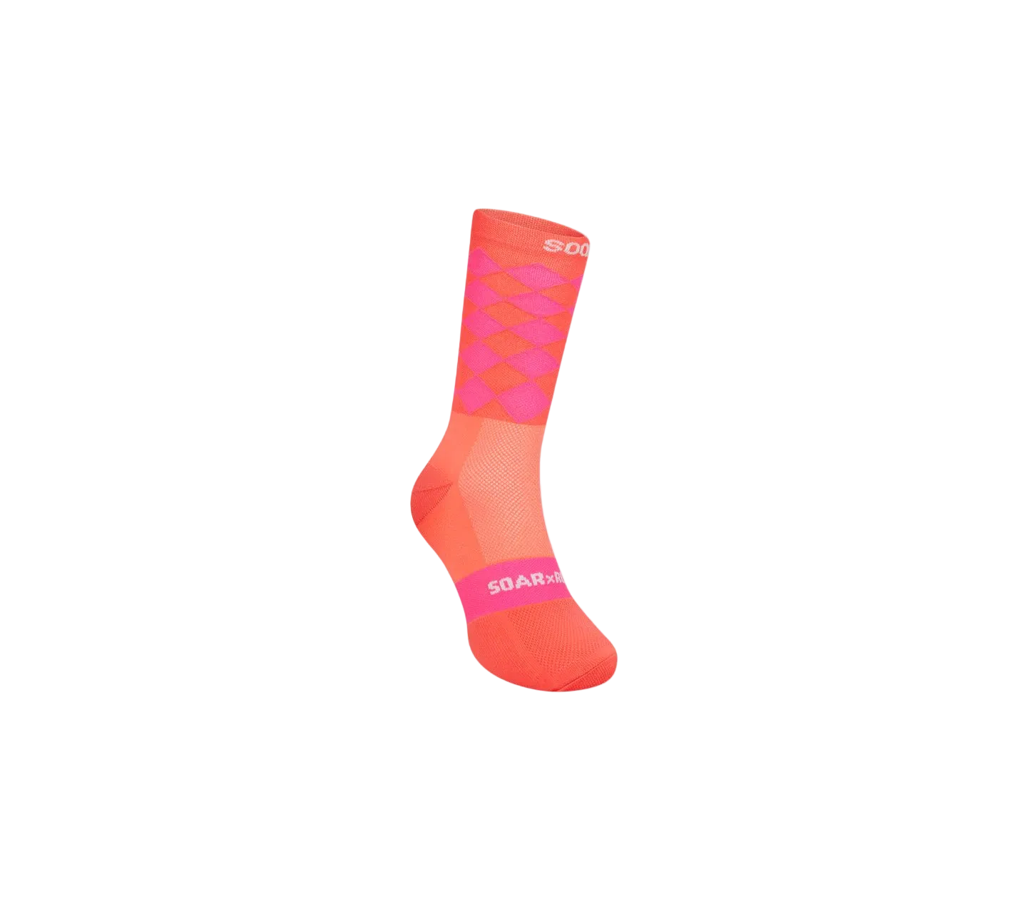 Soar Diamond Crew Sock - Pink Coral - Interval Running