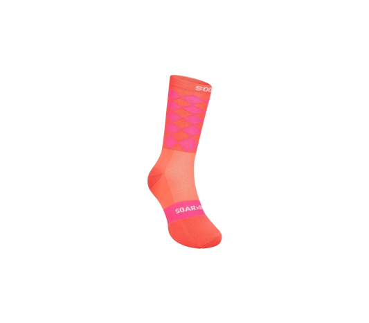 Soar Diamond Crew Sock - Pink Coral - Interval Running