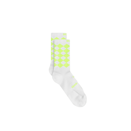 Soar Diamond Crew Sock – Yellow / White - Interval Running