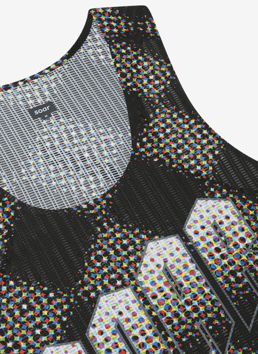 Soar Men's Race Vest - Black / Rainbow Dot - Interval Running