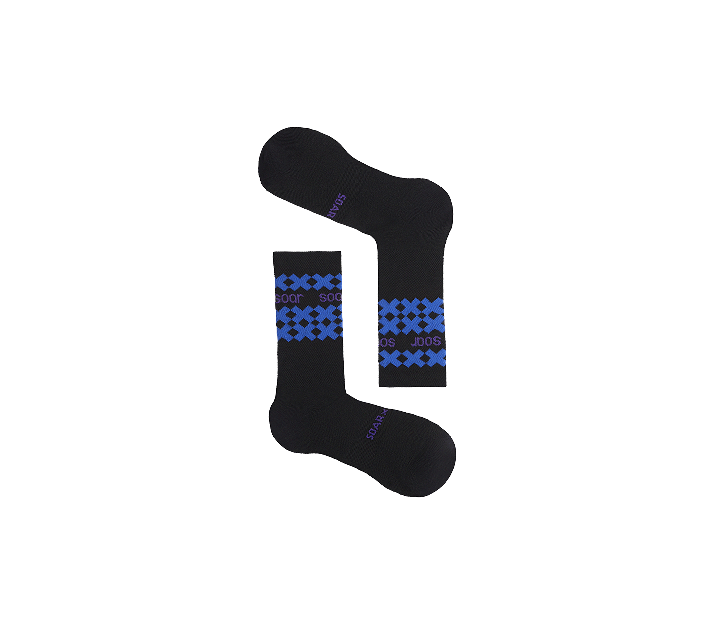 Soar Merino Crew Sock - Black / Navy - Interval Running
