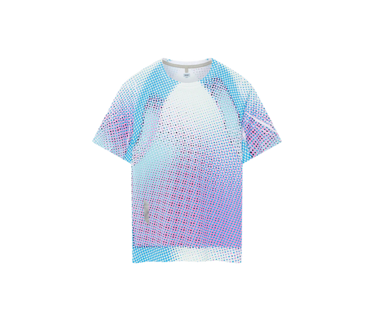 Soar Women's Printed Tech Tee - Blue / Magenta - Interval Running