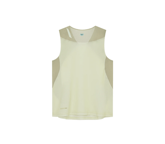 Soar Women's Singlet - Warm Grey / Yellow - Interval Running