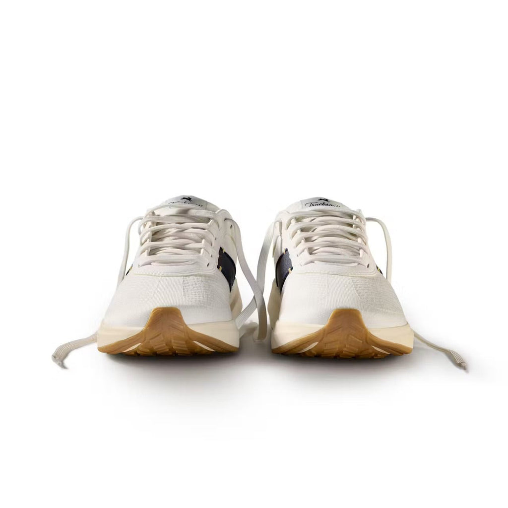 Tracksmith Eliot Runner - Unisex - Ivory/Navy/Ivory - Interval Running