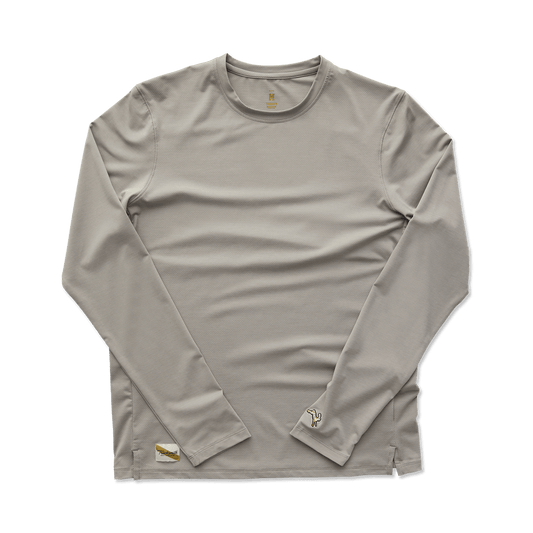 Tracksmith Men's Long Sleeve Session Tee – Dove - Interval Running
