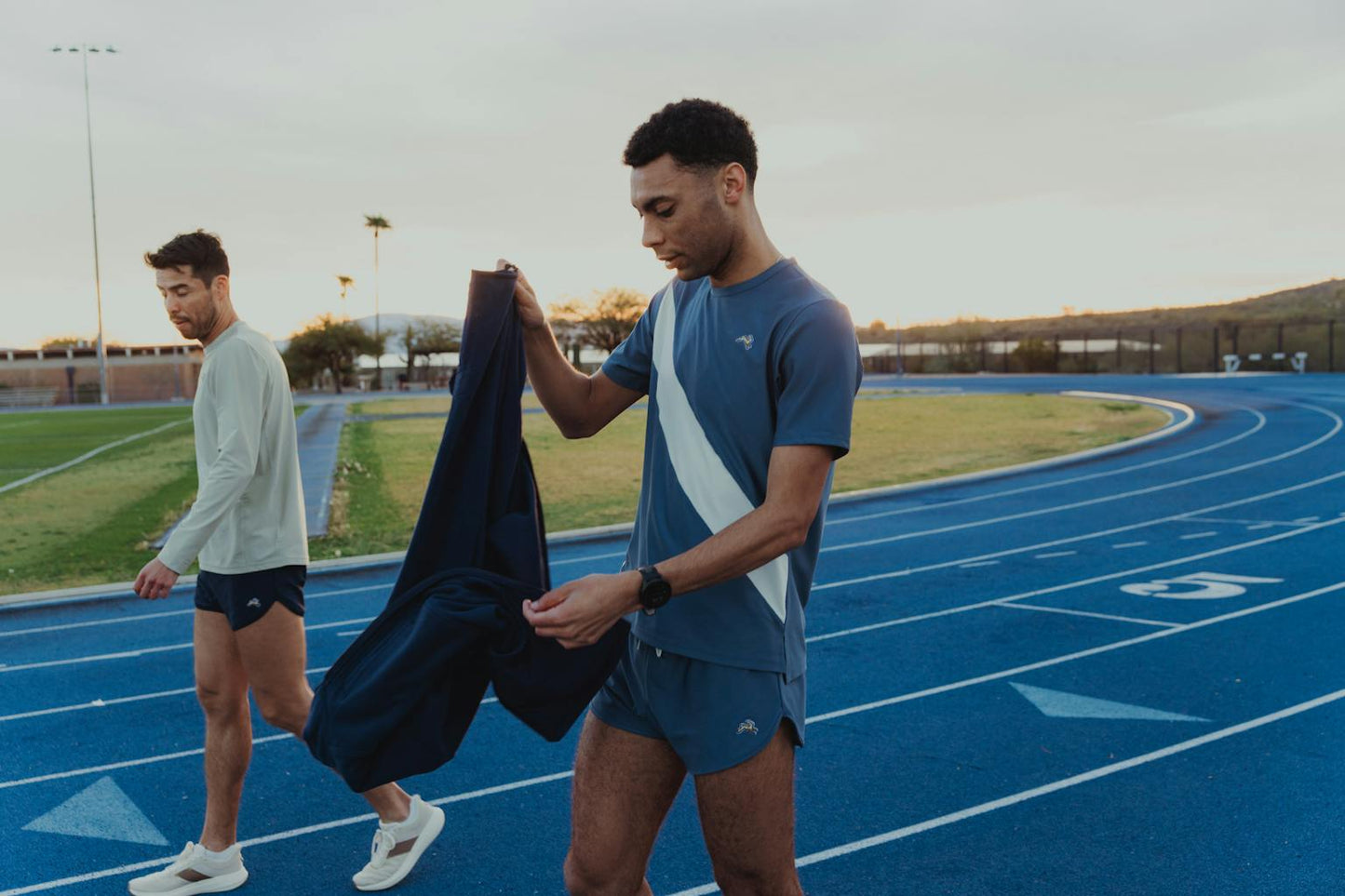 Tracksmith Men’s Van Cortlandt Tee - Bering Sea / Ivory - Interval Running