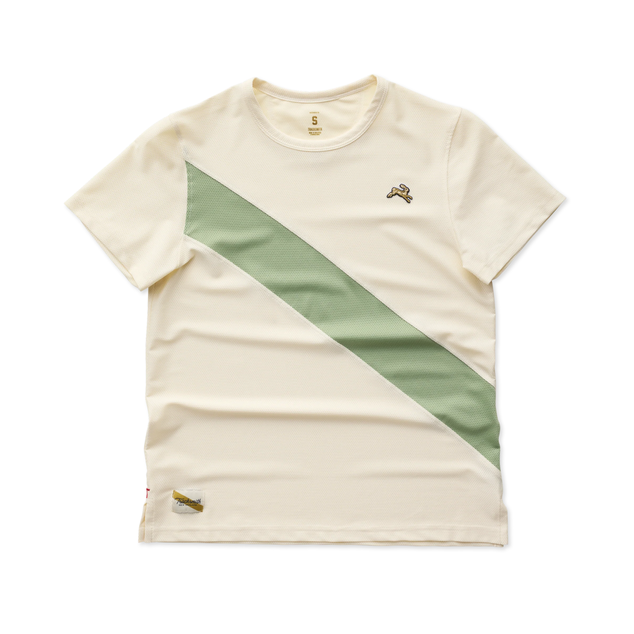 Tracksmith Men’s Van Cortlandt Tee - Ivory / Loden / Ivory - Interval Running