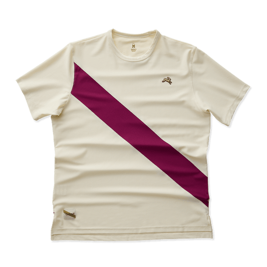 Tracksmith Men’s Van Cortlandt Tee - Ivory / Raspberry - Interval Running