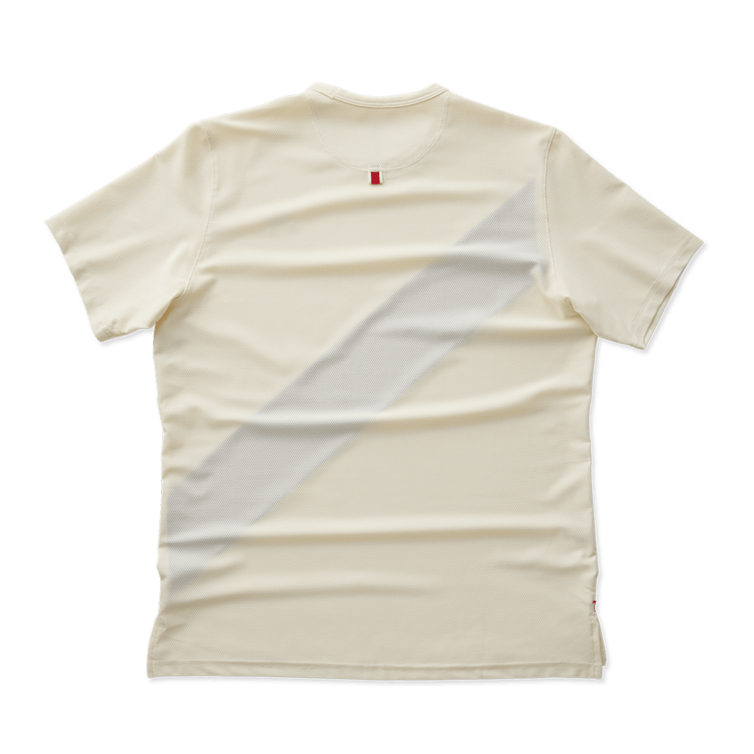 Tracksmith Men’s Van Cortlandt Tee - Ivory / Raspberry - Interval Running
