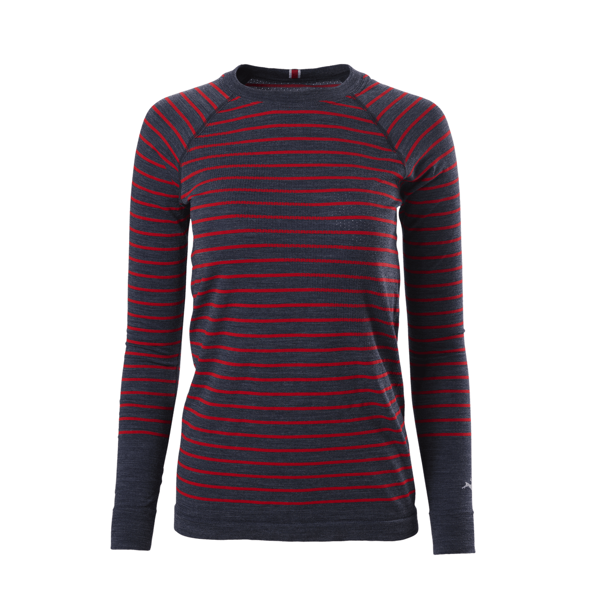 Tracksmith Women's Brighton Base Layer – Navy/Racing Red Stripe - Interval Running